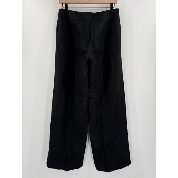 LOFT ANN TAYLOR Pants SZ 2 Linen Blend Black Wide Ann Leg Business Office Work - Picture 13 of 13